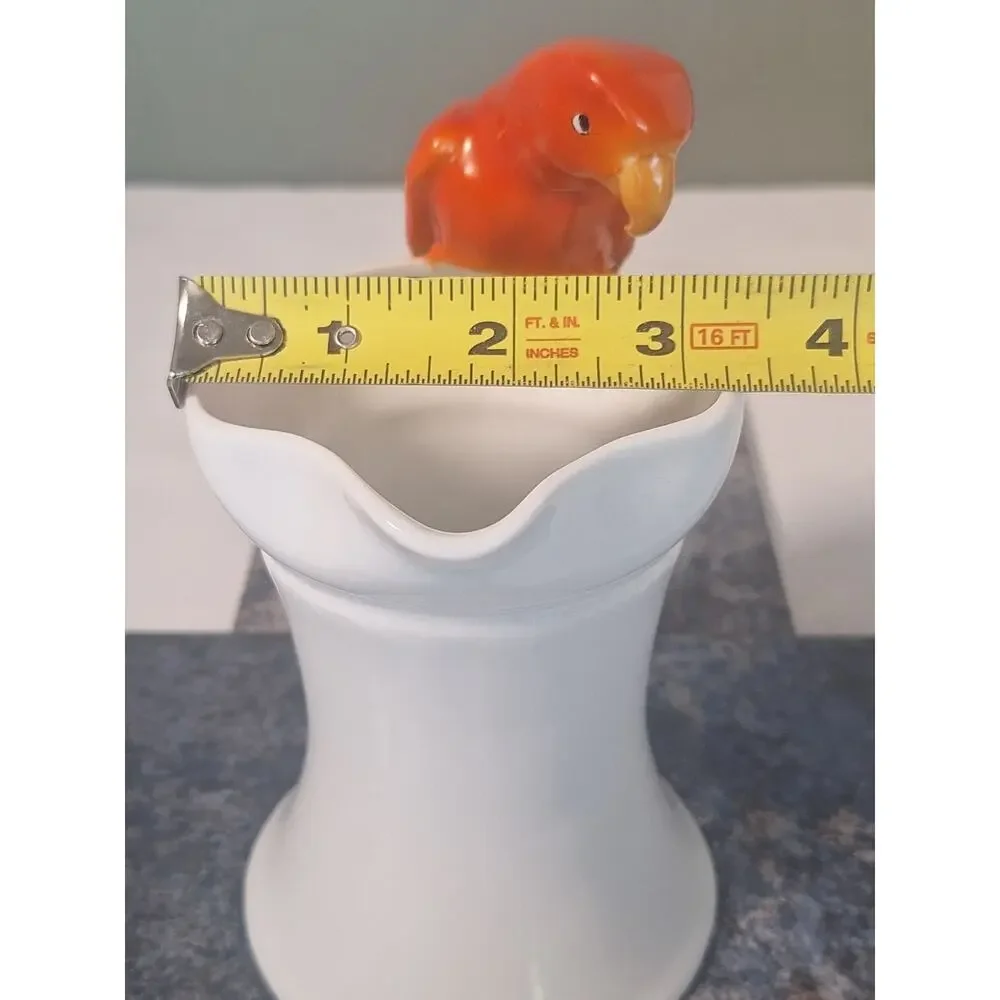 Royal Bayreuth Bavaria Red Parrot Handle Pitcher Creamer Figural Bird Germany